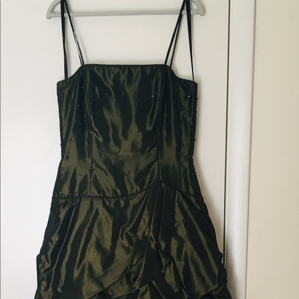 Jovani green olive prom dress